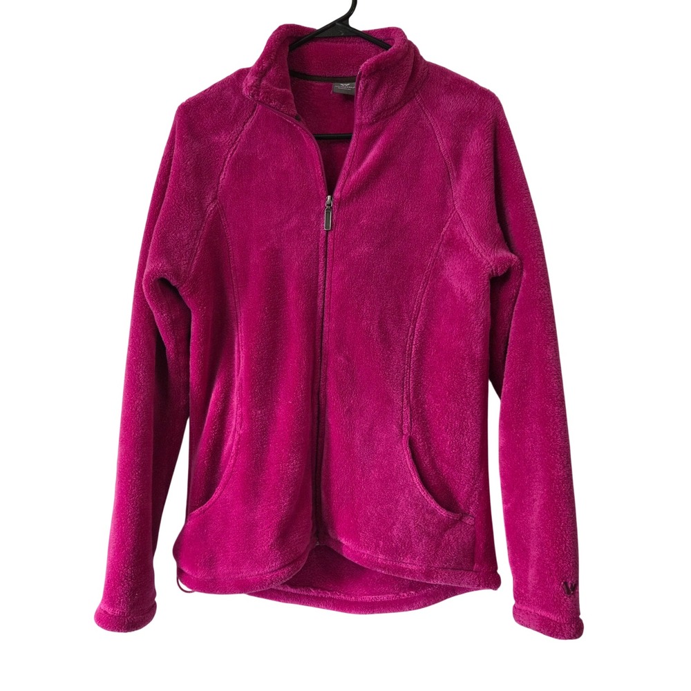 White Mountain Womens Large Pink Fleece Full Zip Jacket Soft Cozy Outdoor Large